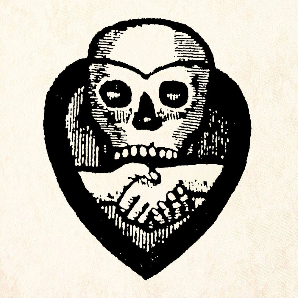 StampaFe StampaFe Love Skull and Clasped Hands in Heart Rubber Stamp 1.5 x 2