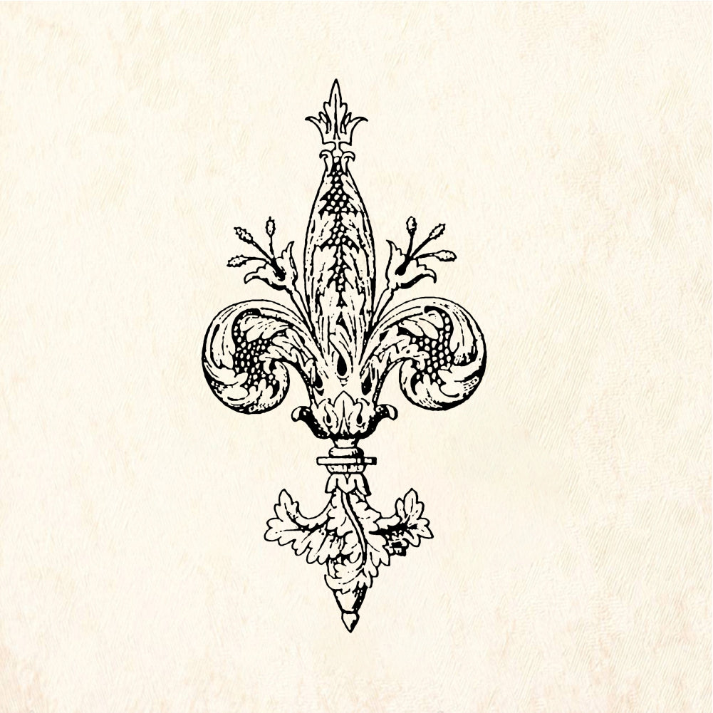 StampaFe Fancy fleur de lis - Rubber Stamp 1 x 1.75