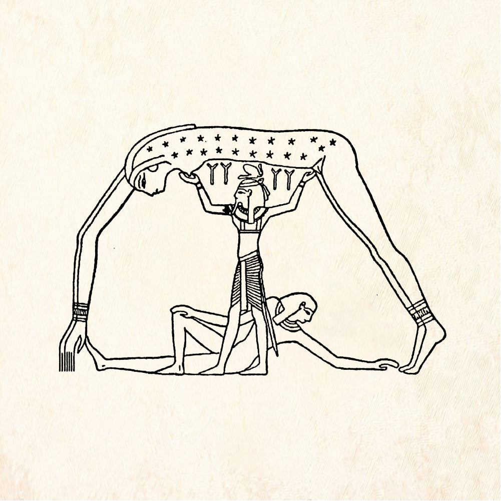 StampaFe Nut raised up by Shu Egyptian Nut and Shu - Rubber Stamp 2 x 1