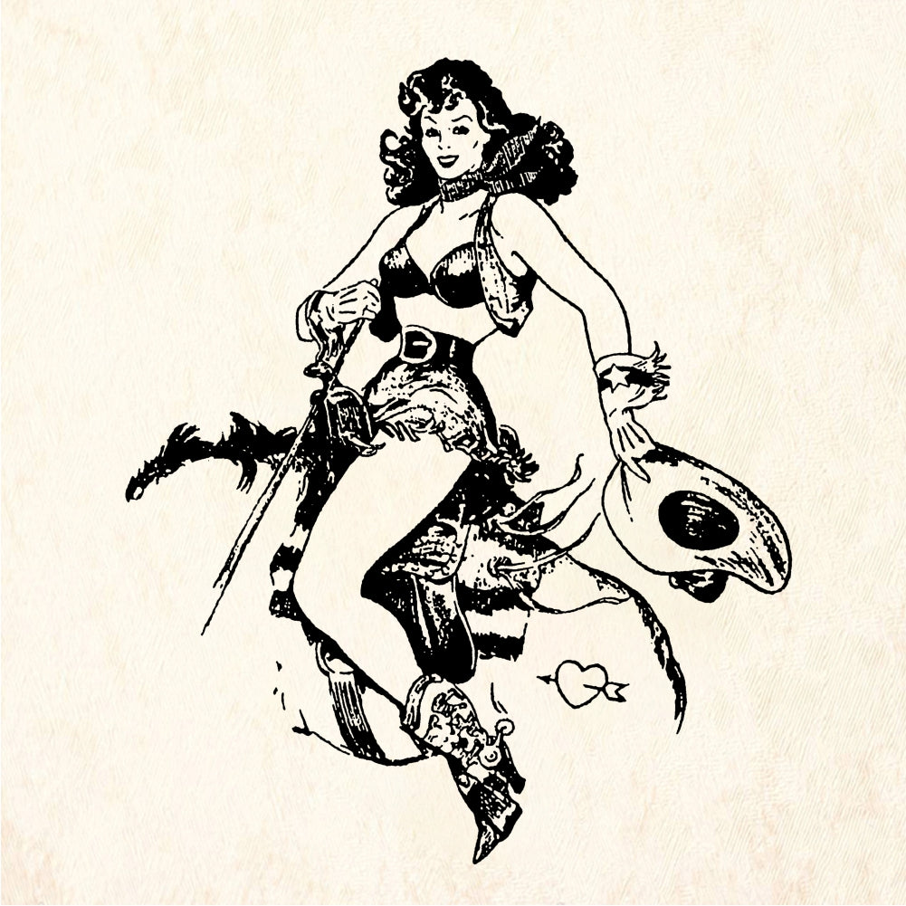 StampaFe Sexy Cowgirl Western Pinup Rubber Art Stamp