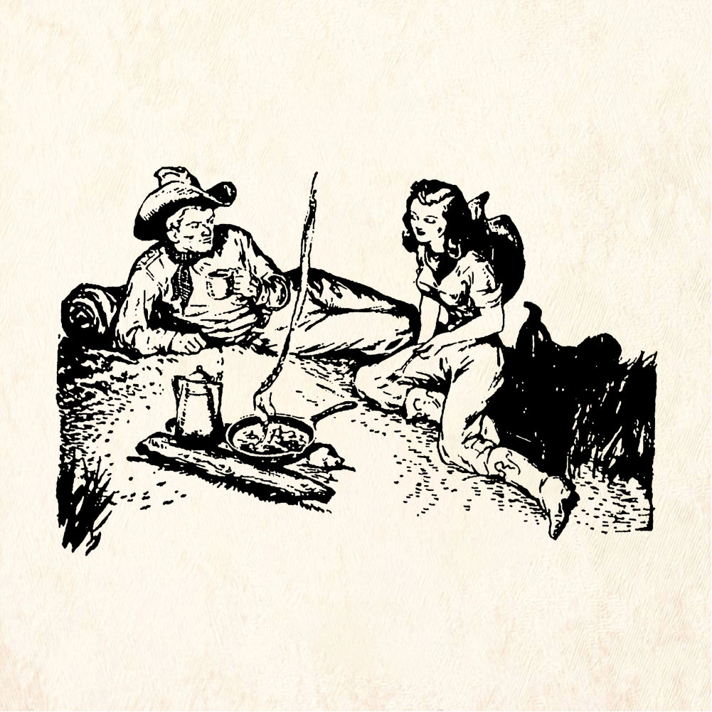 StampaFe Cookout on the Range Western Campfire Scene Rubber Art Stamp