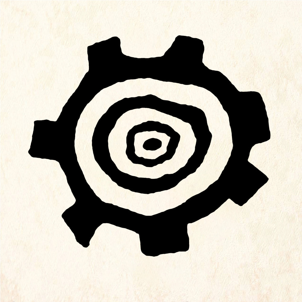 StampaFe Large Petroglyph Sun Circular Pattern Rubber Art Stamp