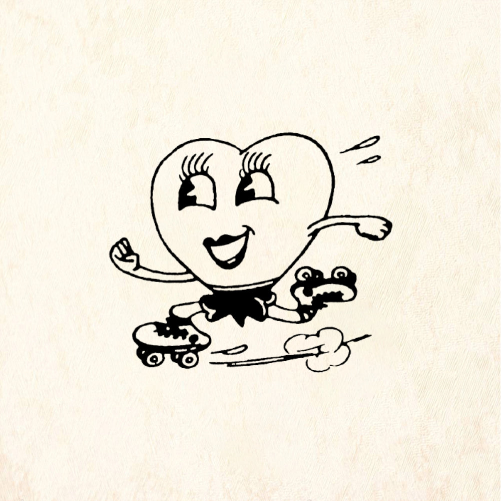 StampaFe Skating Heart - Rubber Stamp 1 x 1.25