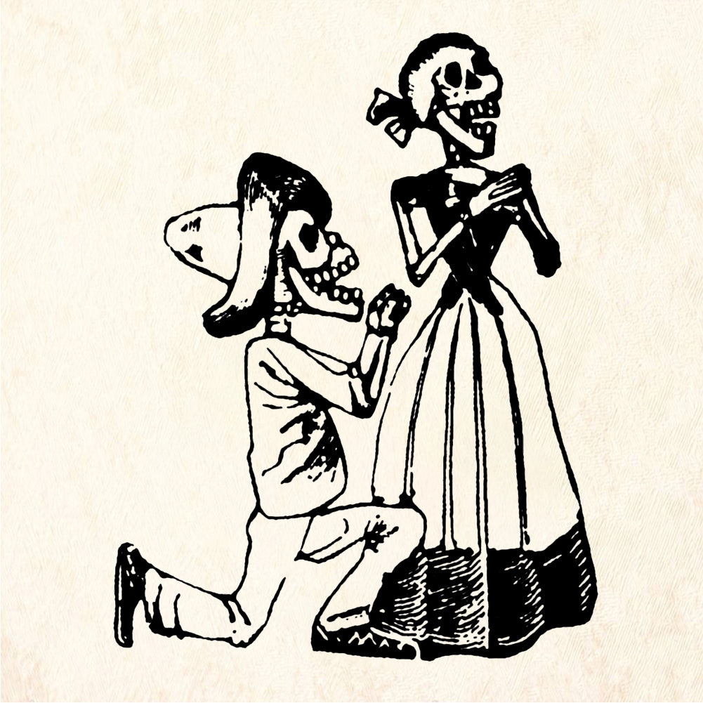StampaFe Marry Me Day of the Dead Skeleton Proposal Rubber Stamp 2 x 2.5
