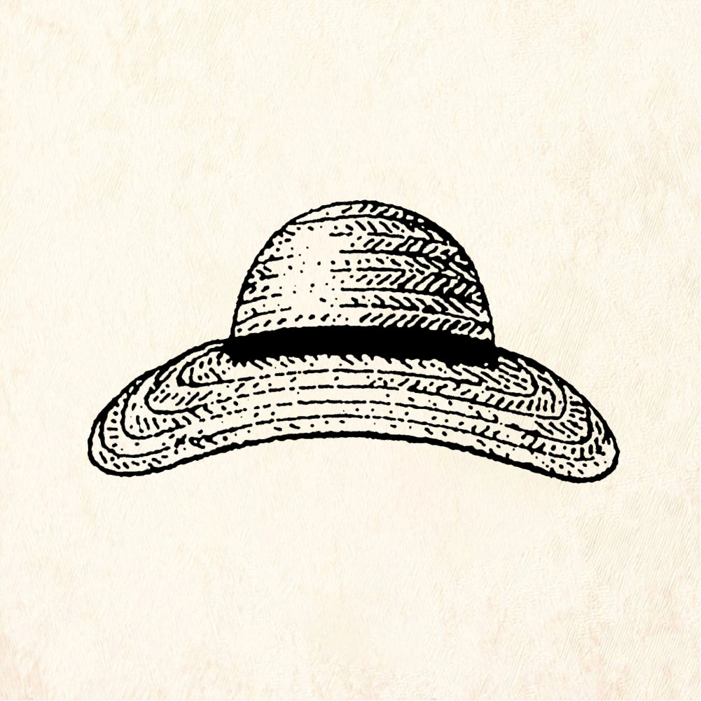 StampaFe Straw hat #1 - Rubber Stamp 1.75 x 1