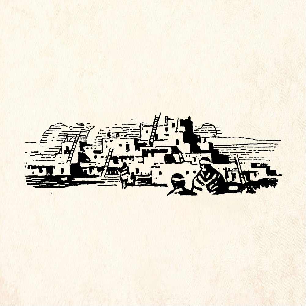 StampaFe Little Pueblo Village Scene Rubber Art Stamp