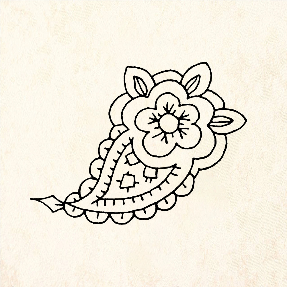 StampaFe Paisley, flower Paisley Flower - Rubber Stamp 1.25 x 0.75