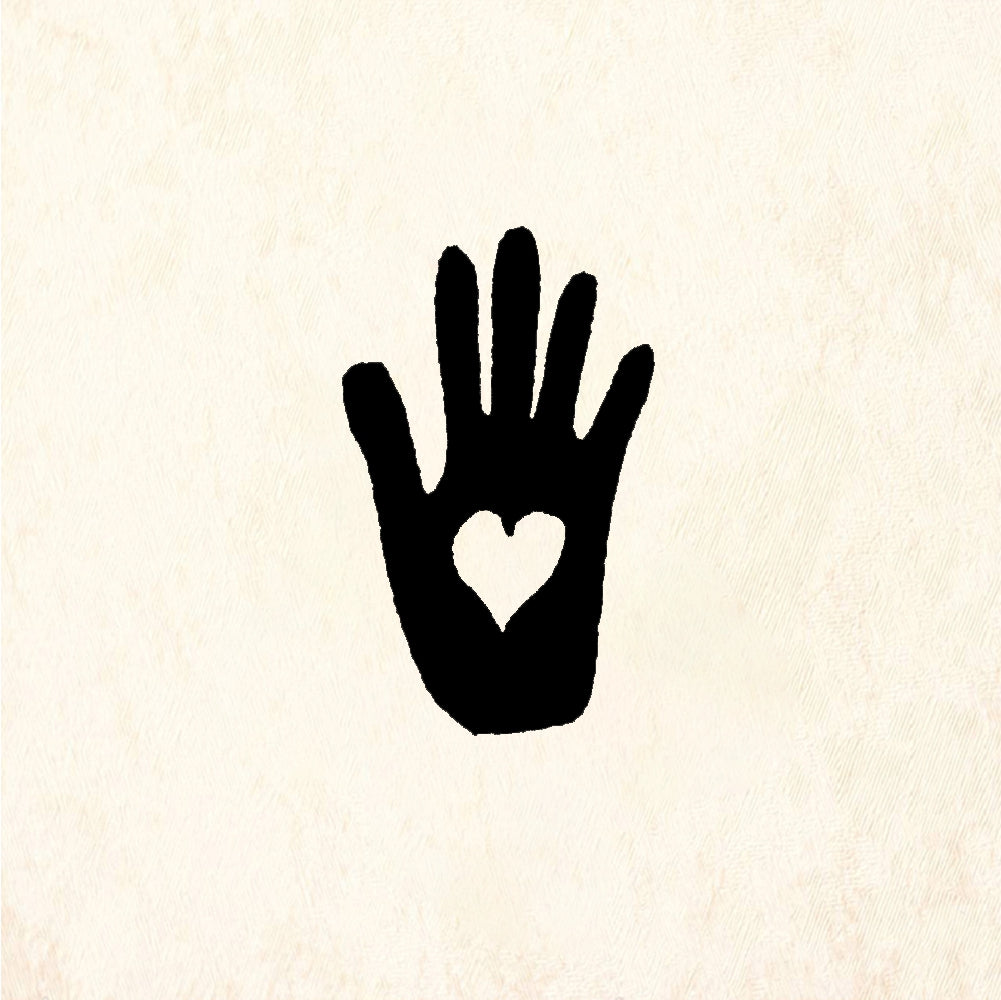 StampaFe Heart hand, sm. Small Heart Hand - Rubber Stamp 0.5 x 1