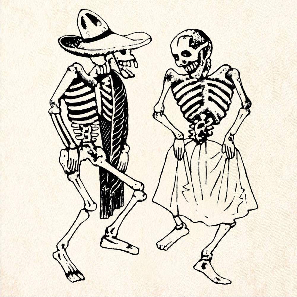 StampaFe Fandango Couple Skeletons Dancing Rubber Stamp 2 x 2.75