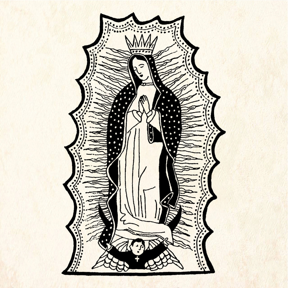 StampaFe Large Folk Art Guadalupe Rubber Art Stamp