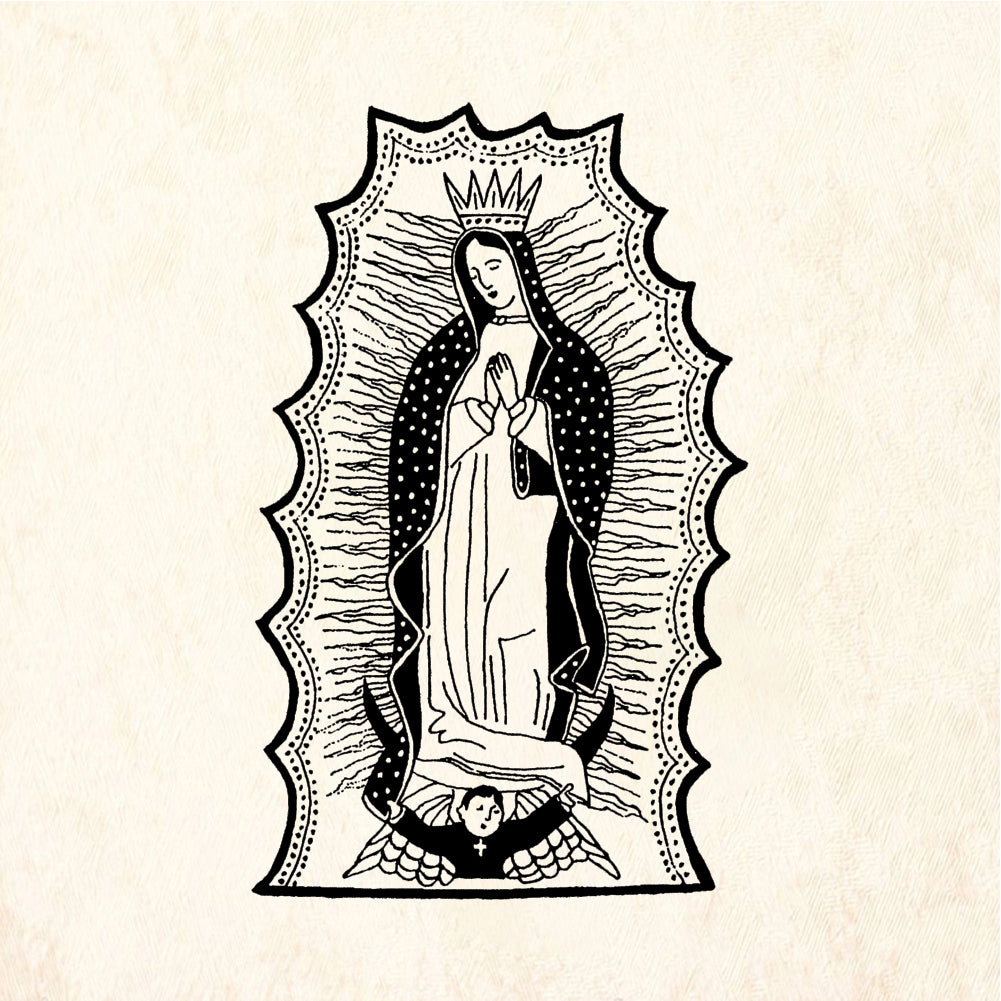 StampaFe Medium Folk Art Guadalupe Rubber Art Stamp