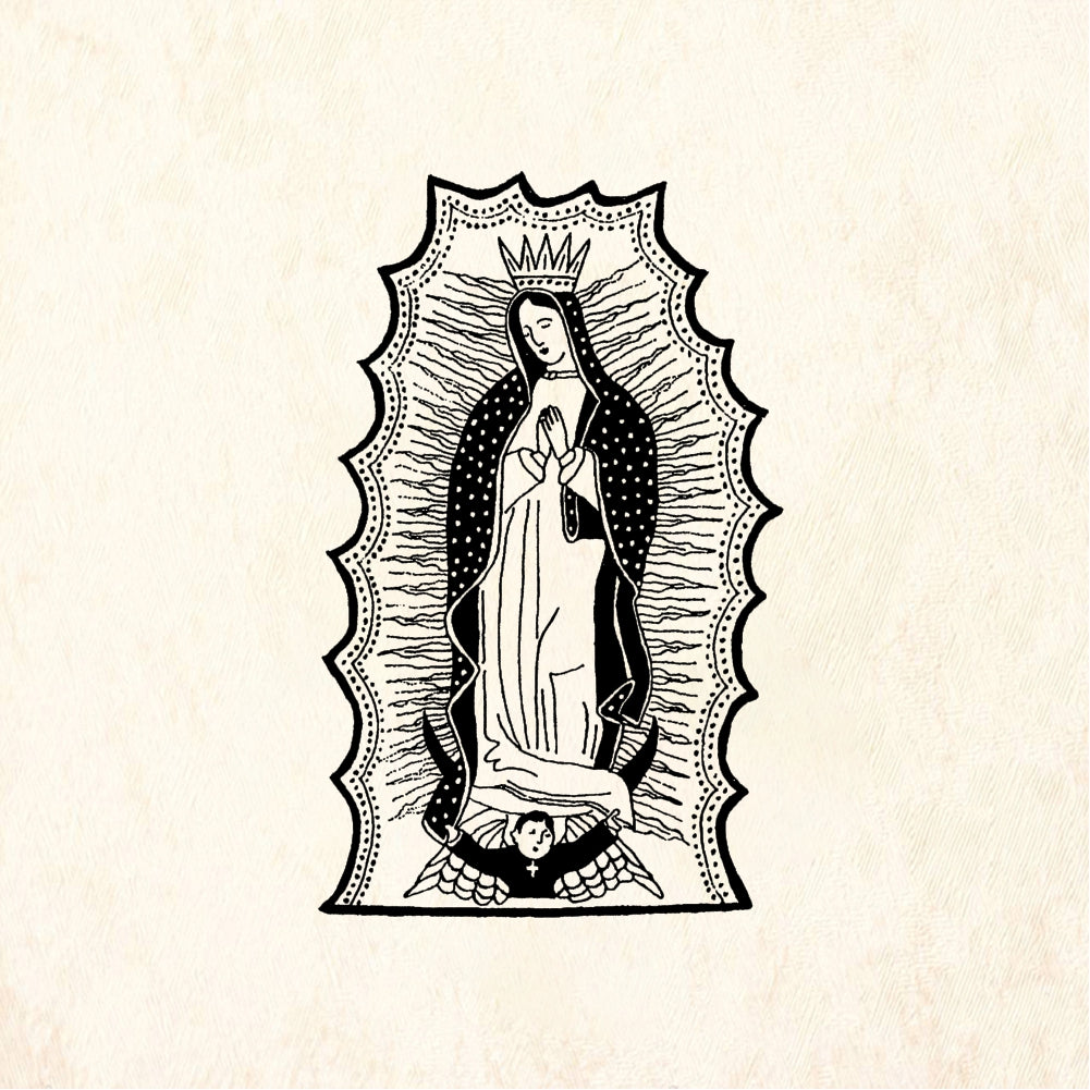 StampaFe Small Folk Art Guadalupe Rubber Art Stamp