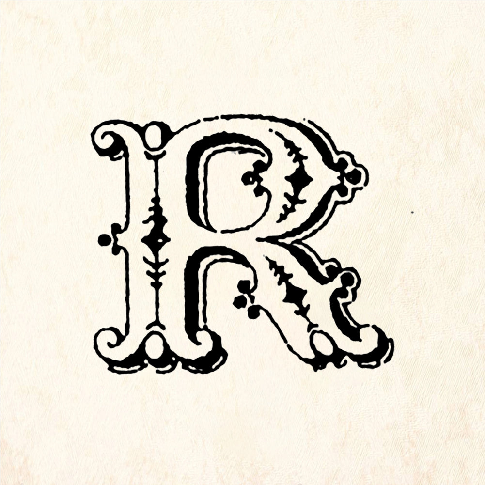 StampaFe Curly Letter R - Rubber Stamp 1 x 0.75