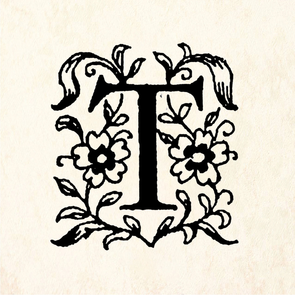 StampaFe Flowery Letter T - Rubber Stamp 1 x 1