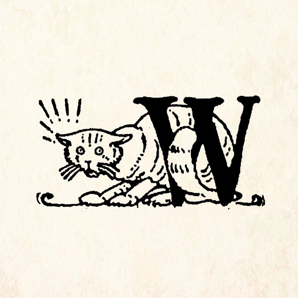 StampaFe Cat Letter W - Rubber Stamp 0.75 x 0.75