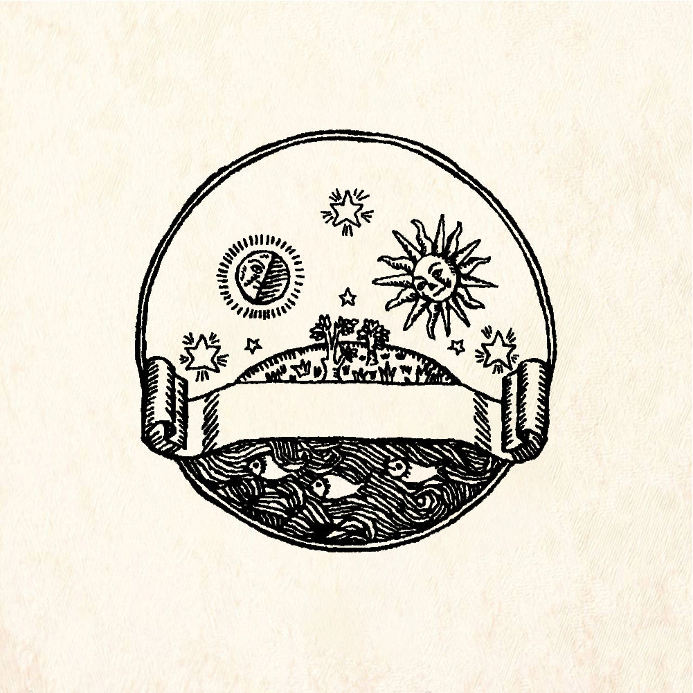 StampaFe Sun & moon bookplate - Rubber Stamp 2 x 2.75
