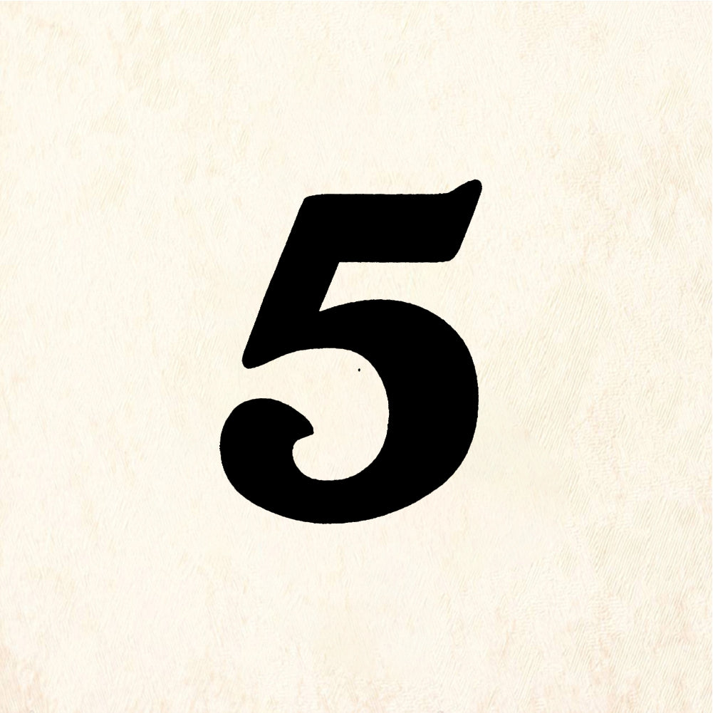 StampaFe Bold Number 5 - Rubber Stamp 1 x 1