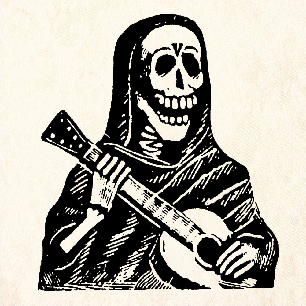 StampaFe The Strummer Guitar Playing Skeleton Rubber Stamp 1.5 x 1.75