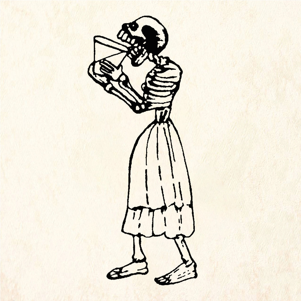 StampaFe The Alcoholic Drinking Skeleton Calavera - Rubber Stamp 1 x 2.5