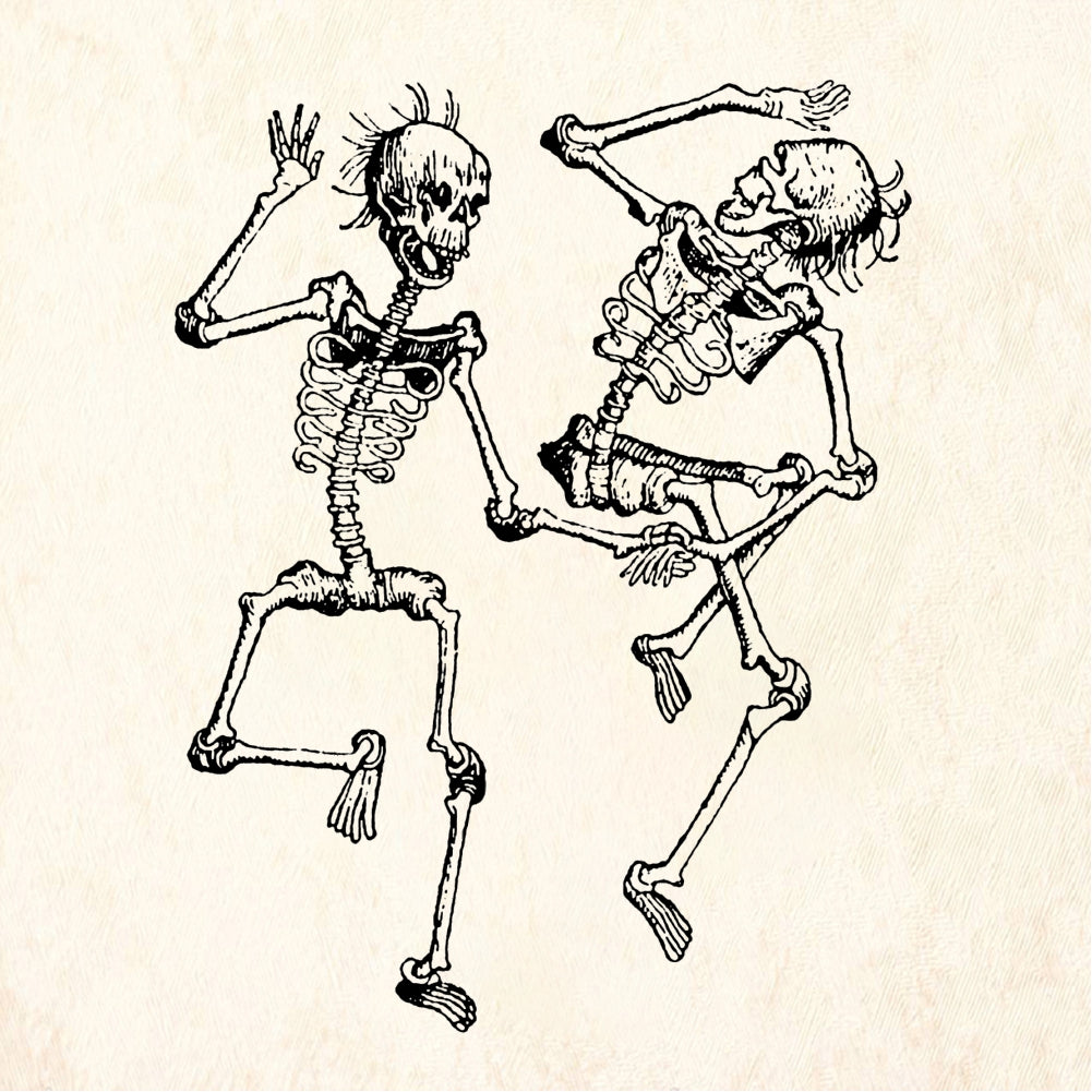 StampaFe Dance of the Dead Dancing Skeleton Couple Rubber Stamp 2.25 x 2.75