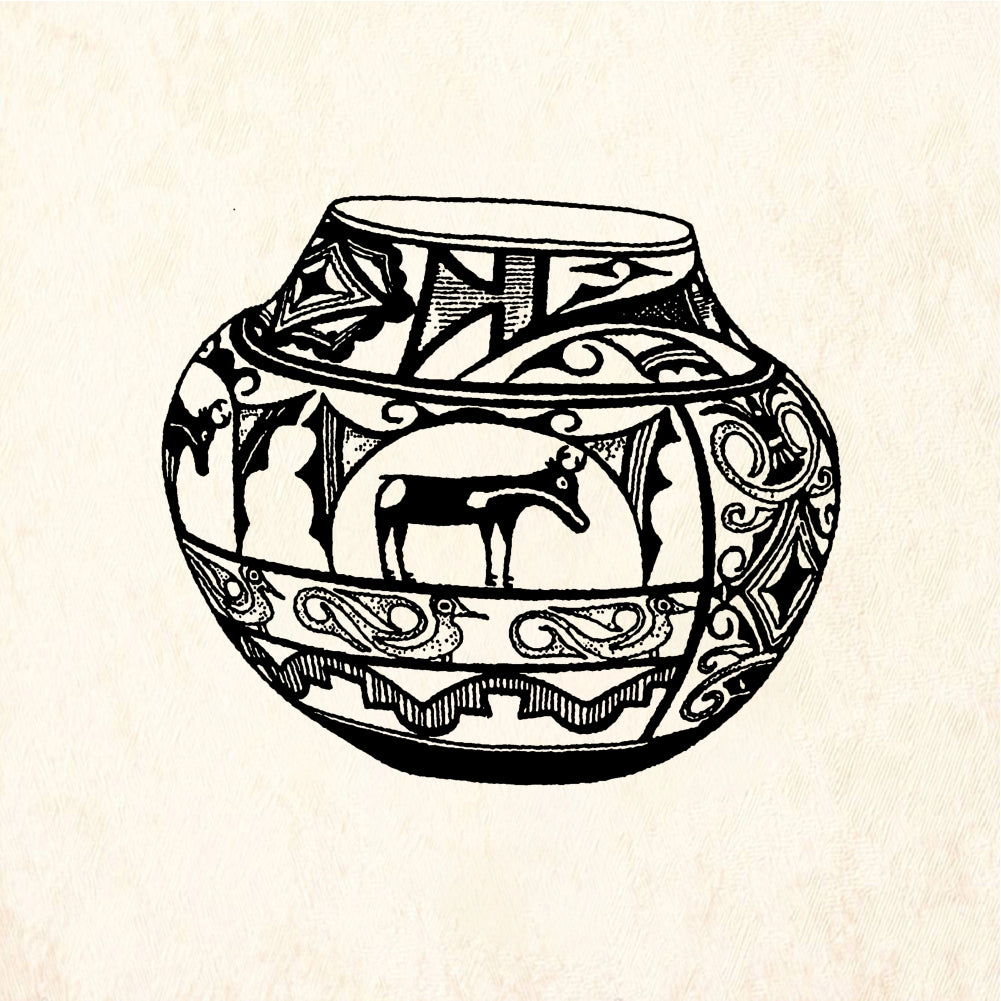 StampaFe Animal Pot Geometric Pottery Rubber Art Stamp