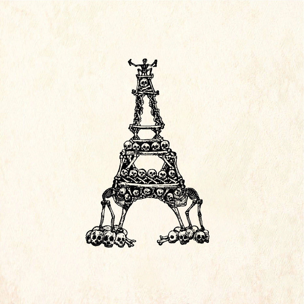 StampaFe Skull Eiffel tower - Rubber Stamp 2 x 3.5