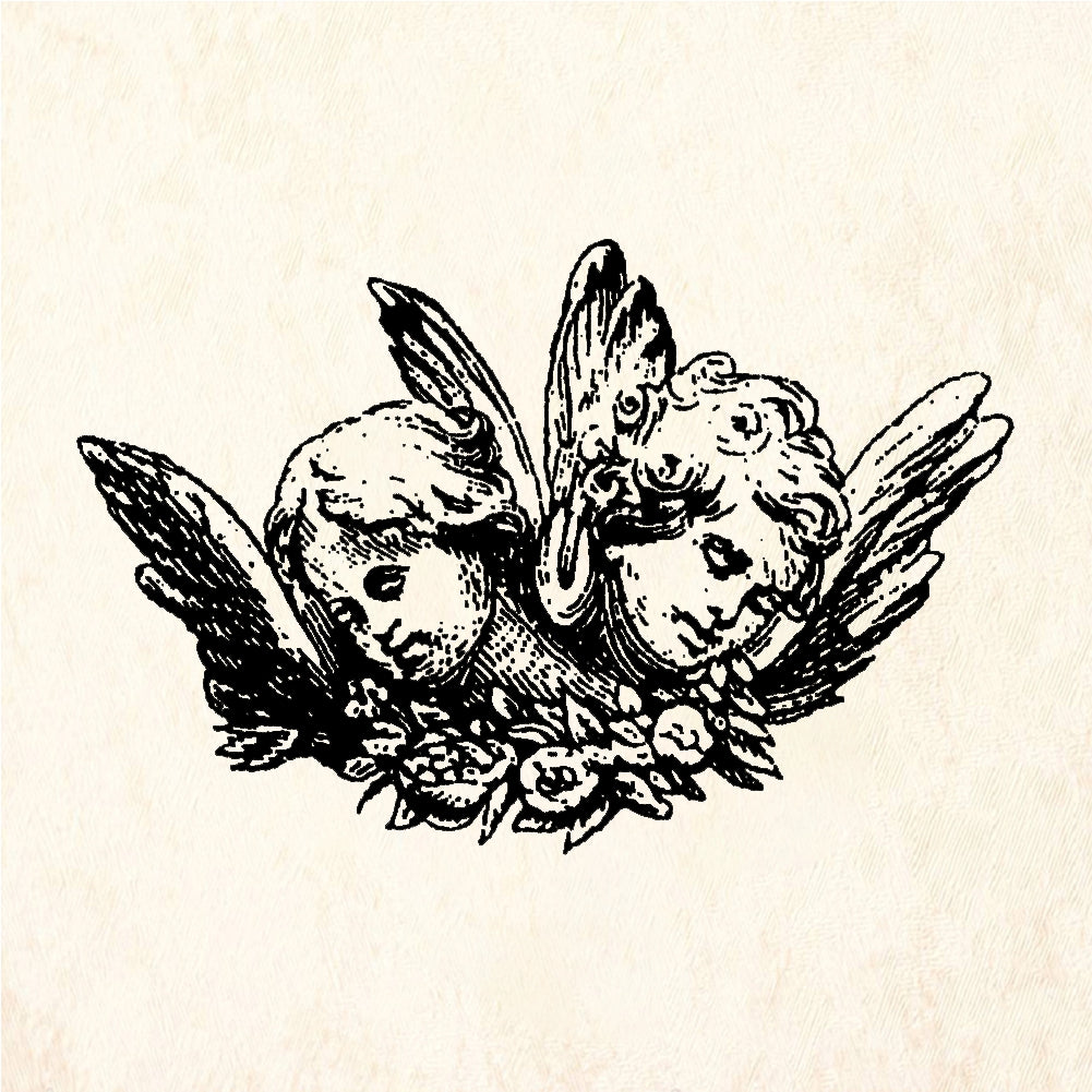 StampaFe Two Cupid Heads Rubber Art Stamp
