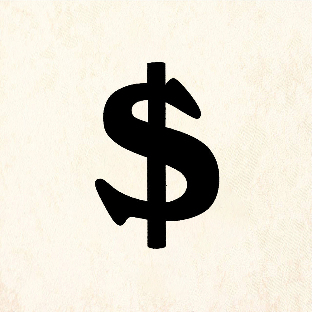 StampaFe Bold Dollar Sign - Rubber Stamp 1 x 1.25