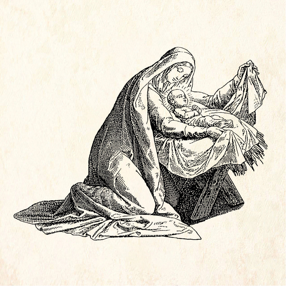 StampaFe Mama Mary and Baby Jesus Rubber Art Stamp