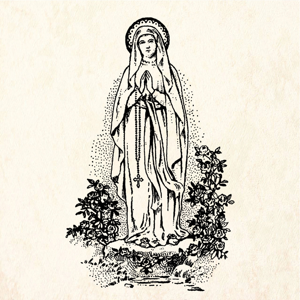 StampaFe Virgin Mary with Roses Rubber Art Stamp