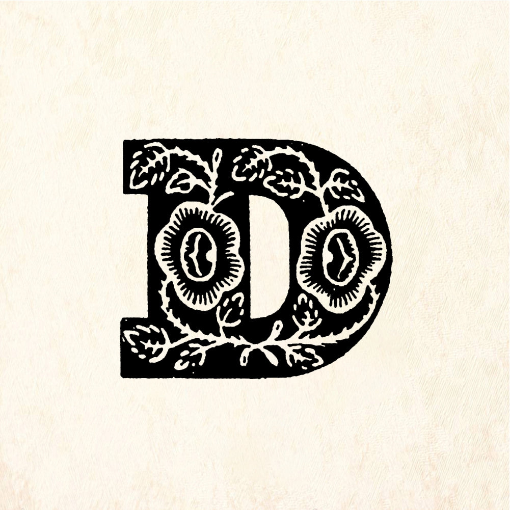 StampaFe Rose Letter D - Rubber Stamp 0.25 x 0.5