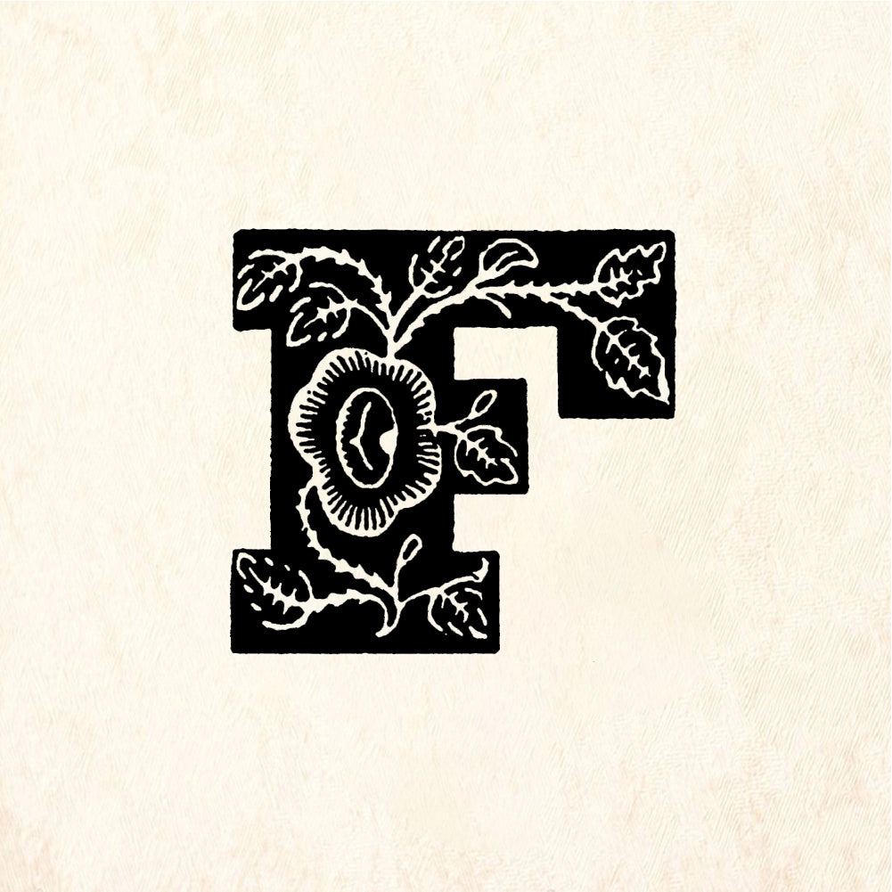 StampaFe Rose Letter F - Rubber Stamp 1 x 0.5