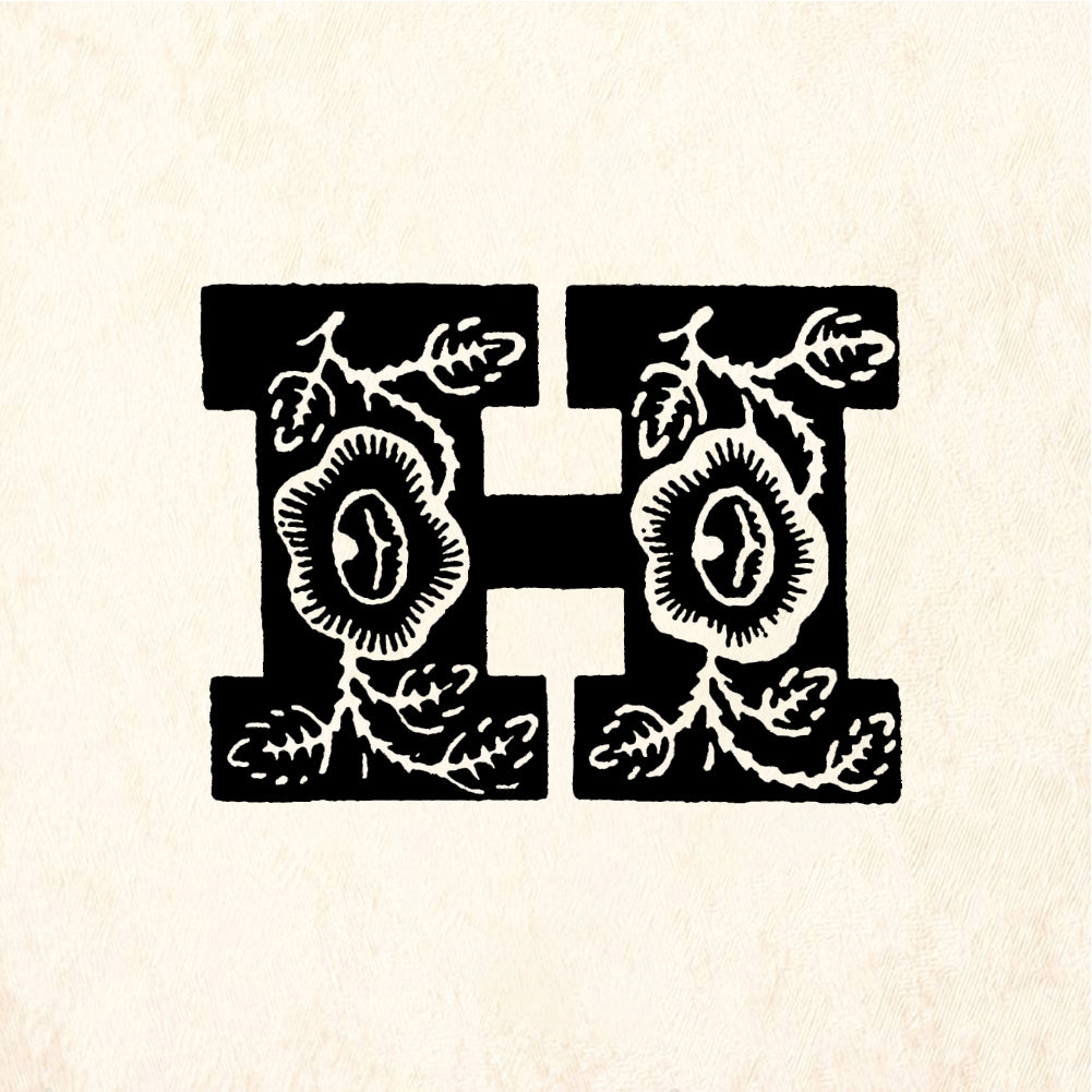 StampaFe Rose Letter H - Rubber Stamp 0.75 x 1