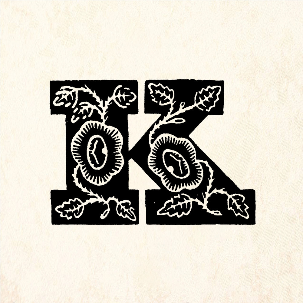 StampaFe Rose Letter K - Rubber Stamp 1 x 1