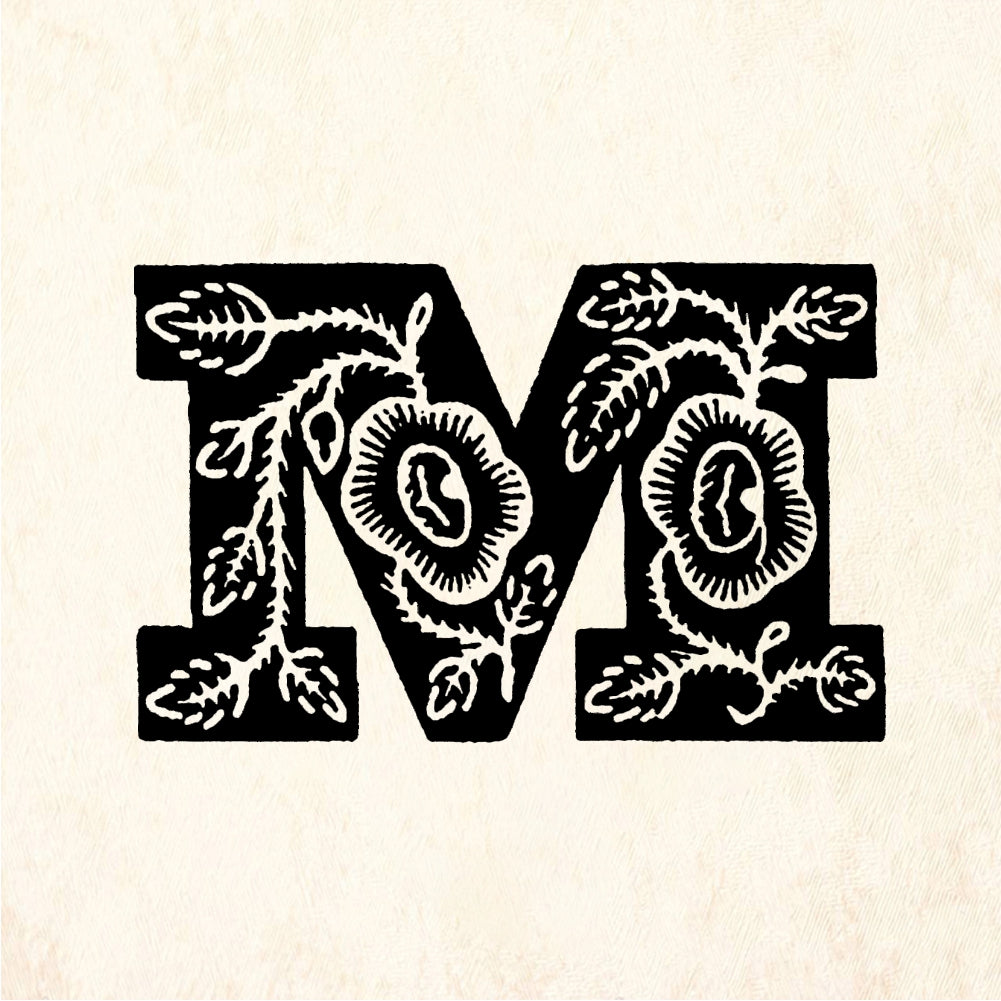 StampaFe Rose Letter M - Rubber Stamp 1 x 1
