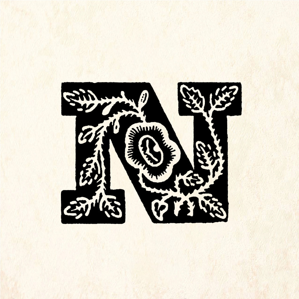 StampaFe Rose Letter N - Rubber Stamp 1 x 1