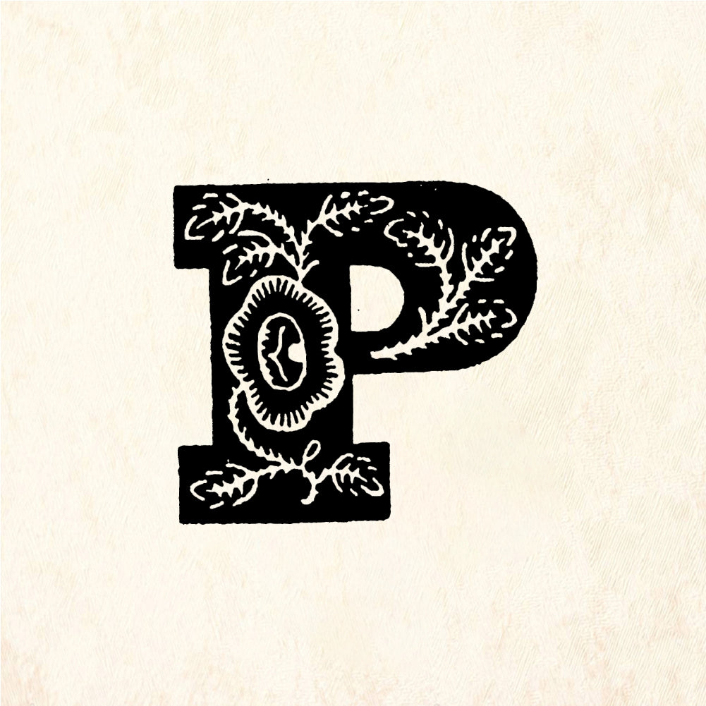 StampaFe Rose Letter P - Rubber Stamp 0.25 x 0.75