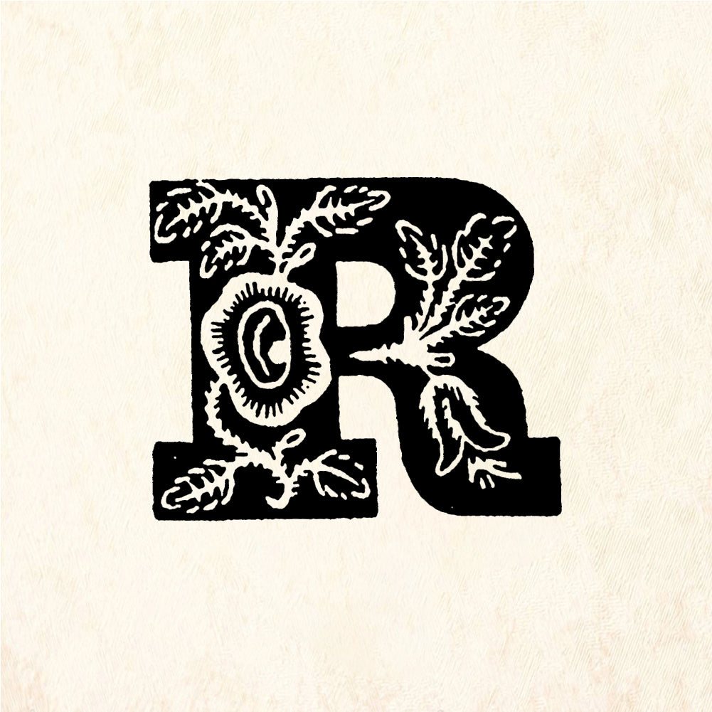 StampaFe Rose Letter R - Rubber Stamp 1 x 1