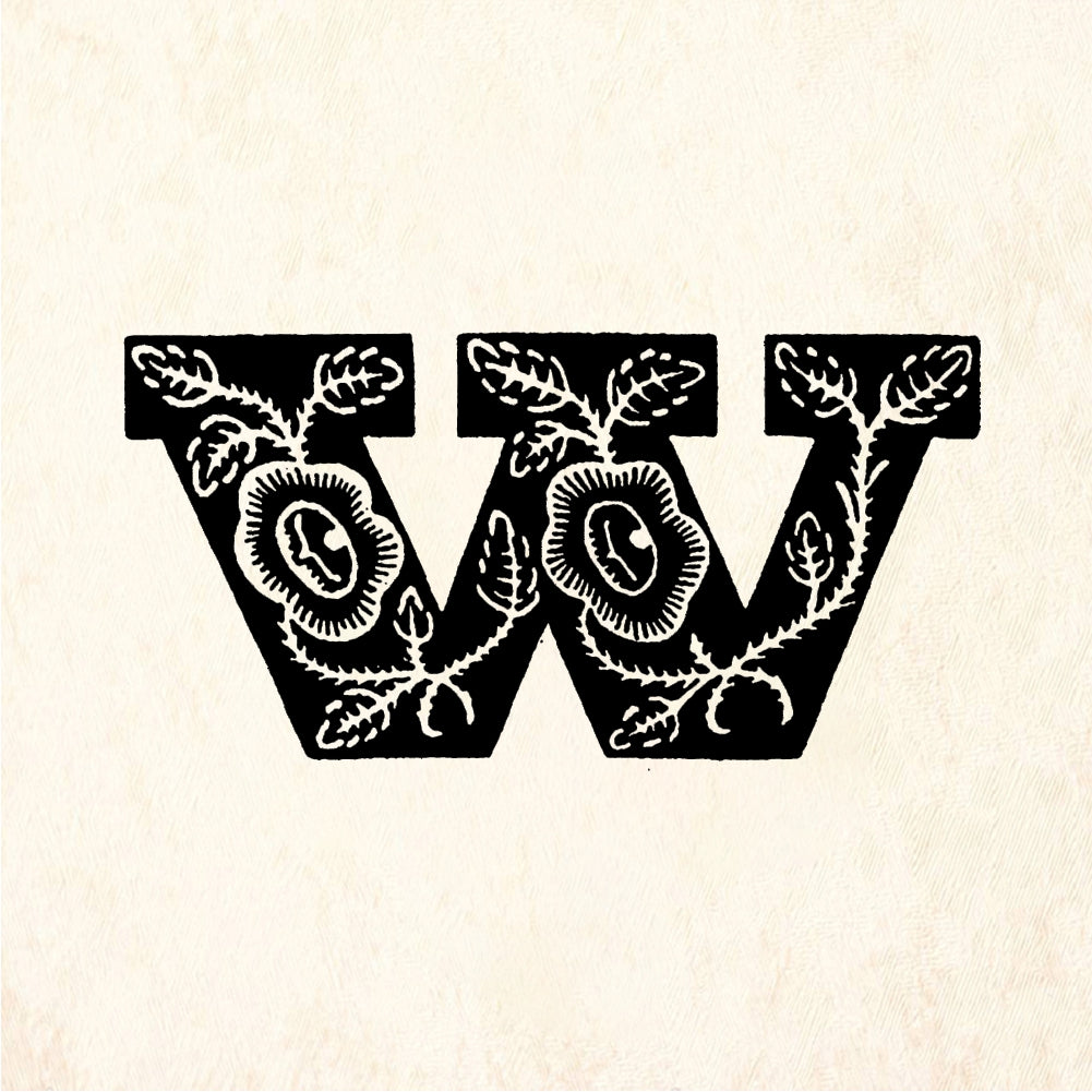 StampaFe Rose Letter W - Rubber Stamp 1.25 x 1