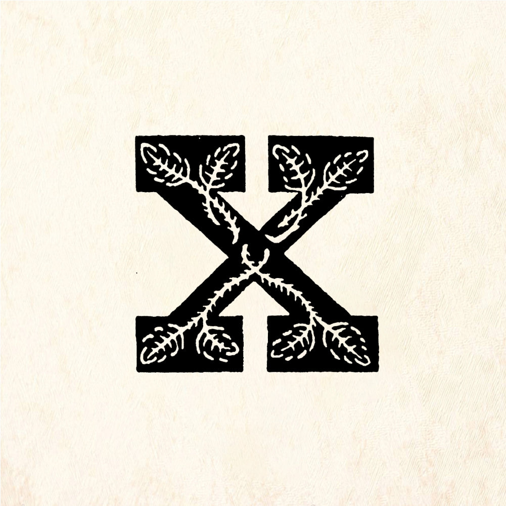 StampaFe Rose Letter X - Rubber Stamp 1 x 1
