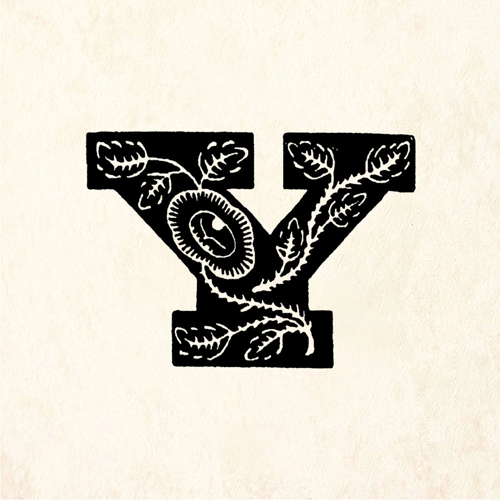 StampaFe Rose Letter Y - Rubber Stamp 1 x 1