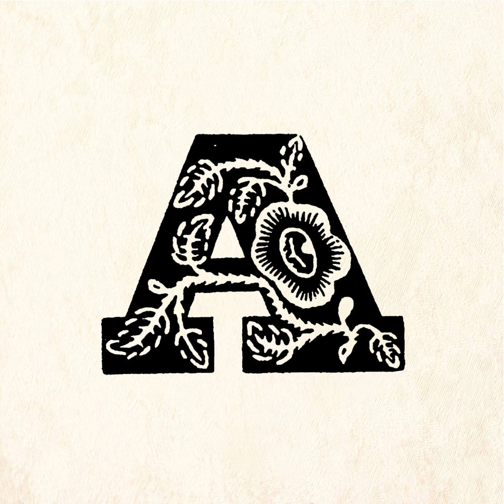 StampaFe Rose Letter A - Rubber Stamp 1 x 1.25