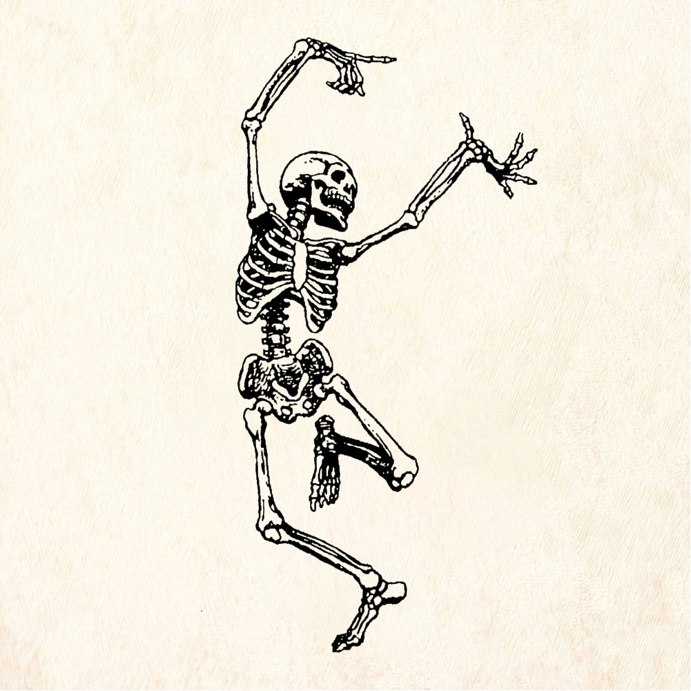 StampaFe Dancing Skeleton Large Facing Rubber Stamp 1.5 x 3.25