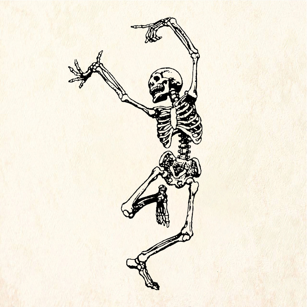 StampaFe Dancing Skeleton Large Facing Rubber Stamp 1.5 x 3.5
