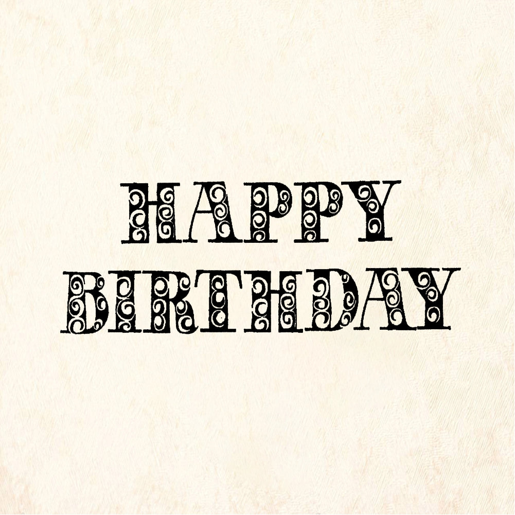 StampaFe Swirly Happy Birthday - Rubber Stamp 2 x 1.25