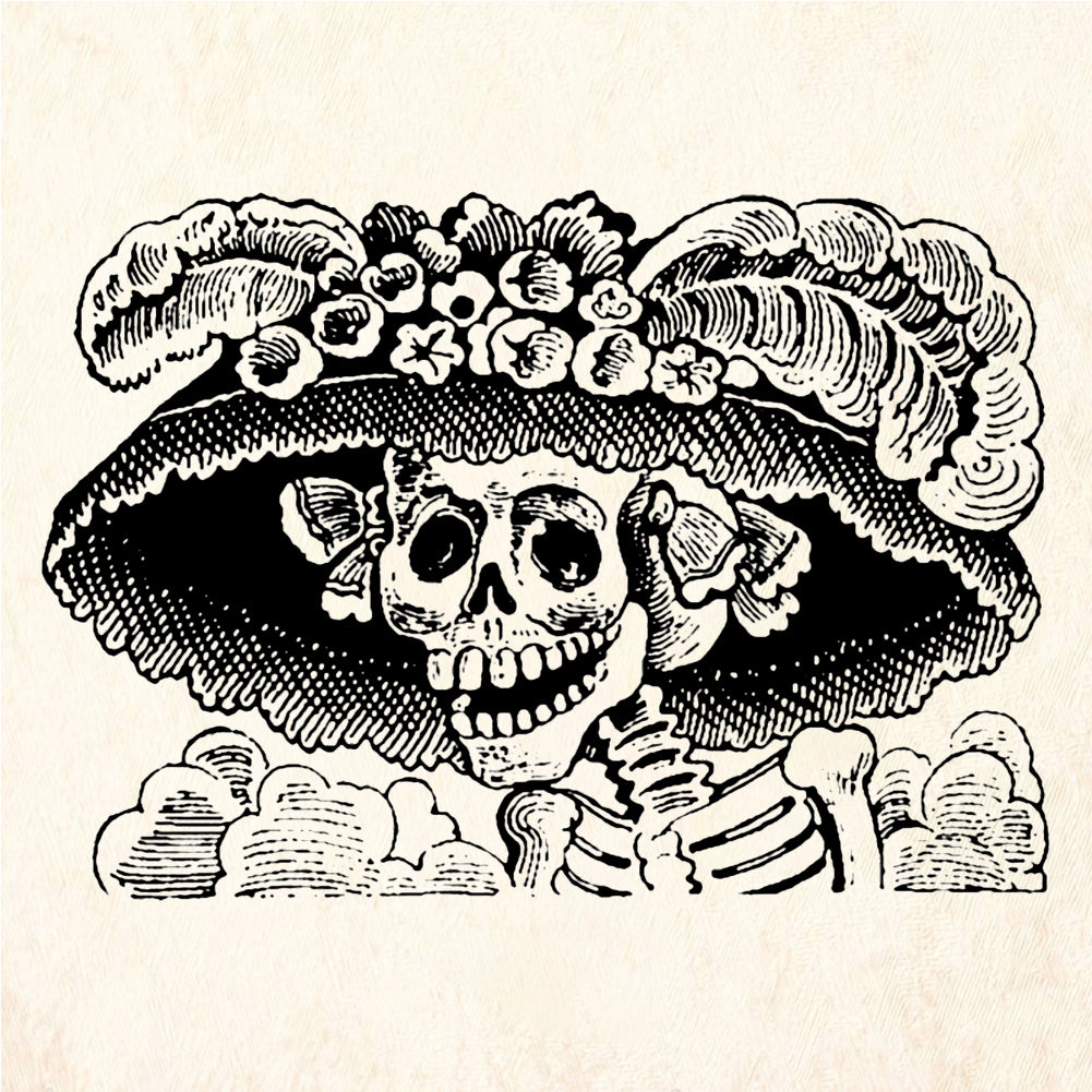 StampaFe La Catrina Day of the Dead Rubber Stamp 2 x 1.5