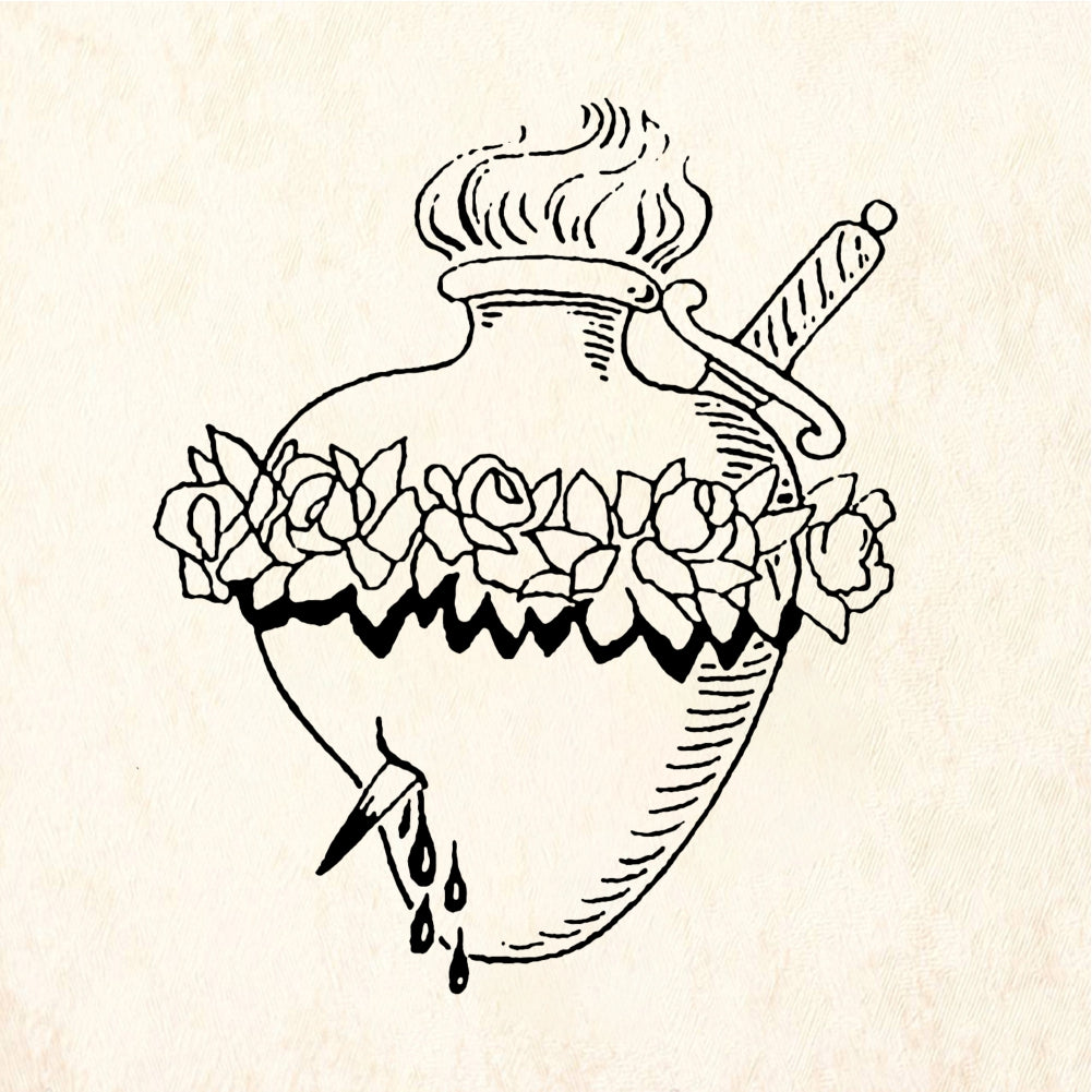 StampaFe Flowery Sacred Heart - Rubber Stamp 1 x 1