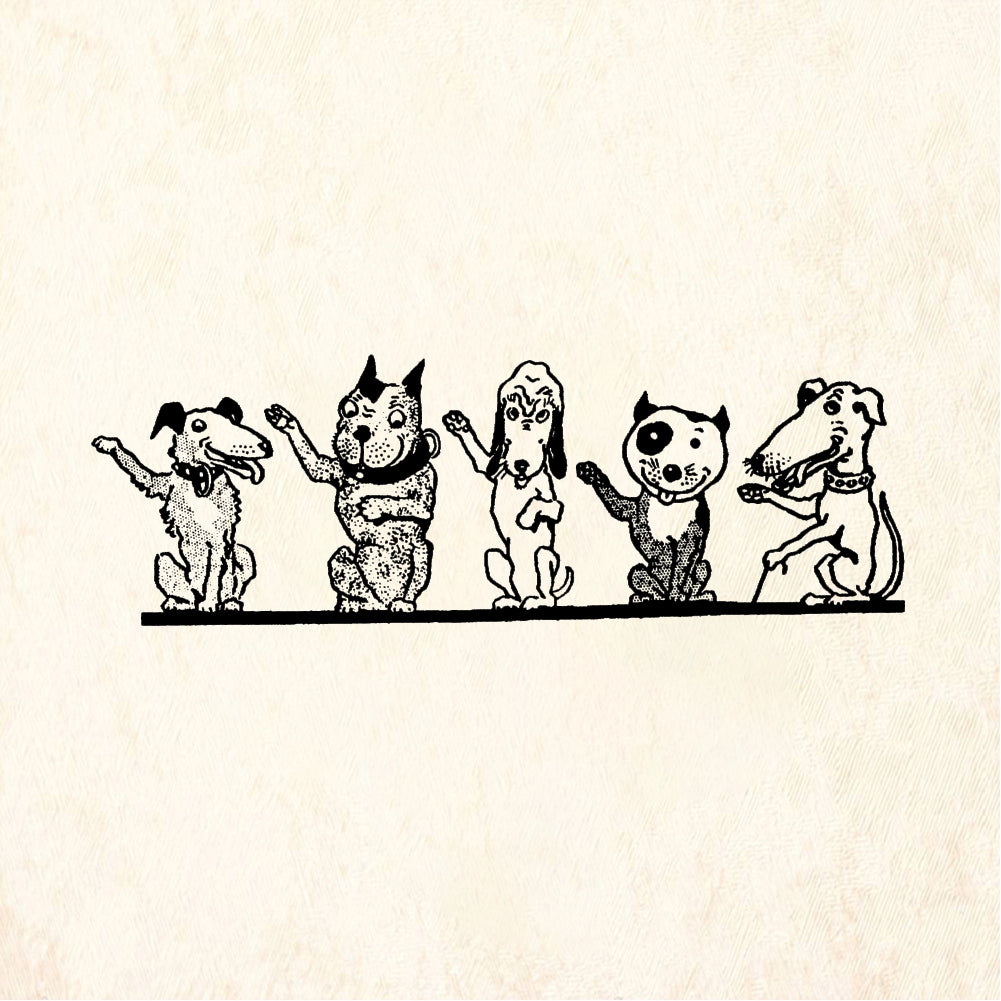 StampaFe Five doggie dudes - Rubber Stamp 2.5 x 1