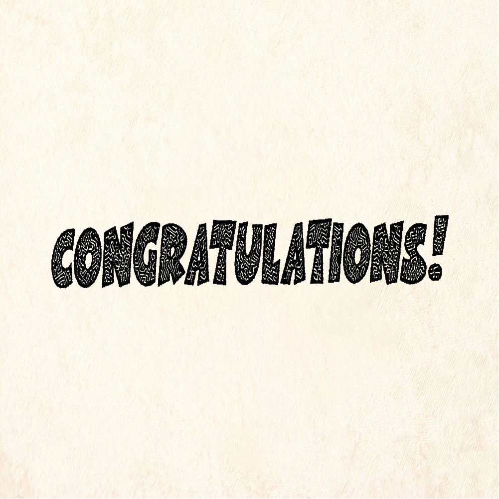 StampaFe Congratulations, squiggly - Rubber Stamp 2.25 x 0.5