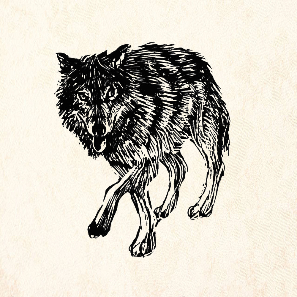 StampaFe Walking Wolf Mixed Media Rubber Art Stamp